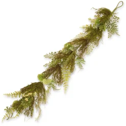 Flower Garlands / Swag-National Tree Company Artificial Hanging Garland, Green, Woven Branch Base, Decorated With Fern Leaves, Lavender, Leafy Greens, Spring Collection, 45 Inches