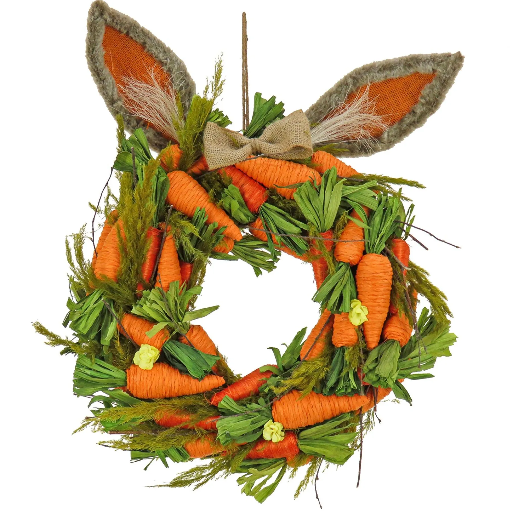 Easter Wreath-National Tree Company Artificial Hanging Wreath, Foam Ring Base, Decorated With Bunny Ears, Carrots, Leafy Greens, Includes Hanging Loop, Easter Collection, 21 Inches