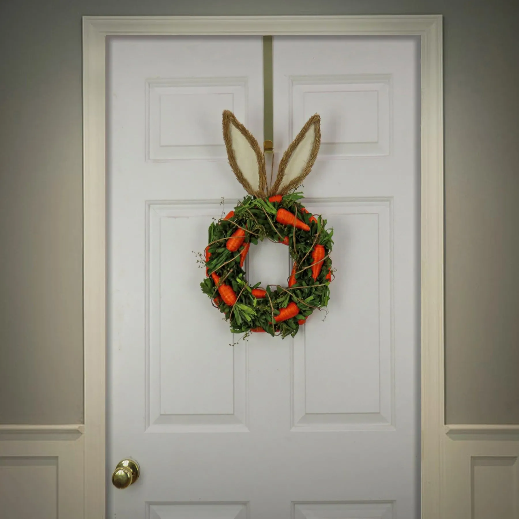 Easter Wreath-National Tree Company Artificial Hanging Wreath, Foam Ring Base, Decorated With Bunny Ears, Carrots, Leafy Greens, Includes Hanging Loop, Easter Collection, 21 Inches