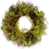 Greenery Wreaths-National Tree Company Artificial Hanging Wreath, Green, Woven Branch Base, Decorated With Fern Leaves, Lavender, Leafy Greens, Spring Collection, 24 Inches