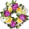 Flower Wreaths-National Tree Company Artificial Hanging Wreath, Vine Stem Base, Decorated With Colorful Daisies, Hydrangeas, Roses, Leafy Greens, Spring Collection, 18 Inches