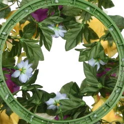 Flower Wreaths-National Tree Company Artificial Hanging Wreath, Vine Stem Base, Decorated With Colorful Daisies, Hydrangeas, Roses, Leafy Greens, Spring Collection, 18 Inches