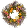 Flower Wreaths-National Tree Company Artificial Hanging Wreath, Woven Branch Base, Decorated With Flower Blooms, Berry Clusters, Leaves, Spring Collection, 24 Inches
