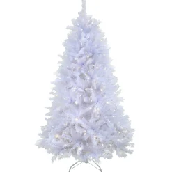 Full-National Tree Company Artificial Millville White Hinged Christmas Tree, Pre-Lit With Powerconnect Dual Colored Led Lights, Plug In, 9 Ft