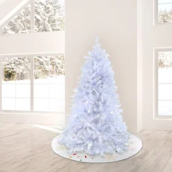 Full-National Tree Company Artificial Millville White Hinged Christmas Tree, Pre-Lit With Powerconnect Dual Colored Led Lights, Plug In, 9 Ft