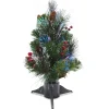 National Tree Company Full^Artificial Mini Christmas Tree, Green, Crestwood Spruce, Fiber Optic, Decorated With Pine Cones, Berry Clusters, Frosted Branches, Includes Stand, 18 Inches