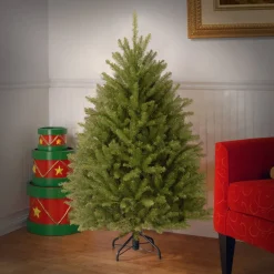 Unlit-National Tree Company Artificial Mini Christmas Tree, Green, Dunhill Fir, Includes Stand, 4.5 Feet