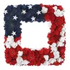 Patriotic Wreath-National Tree Company Artificial Patriotic Hanging Square Wreath Wooden Base Decorated With Red White And Blue Flowers Stars 4Th Of July Collection 22 Inches