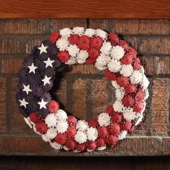 Patriotic Wreath-National Tree Company Artificial Patriotic Wreath Decoration Red Decorated With Red White And Blue Pine Cones White Stars Fourth Of July Collection 18 Inches