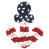 Patriotic Wreath-National Tree Company Artificial Patriotic Wreath Decoration Blue Cross Shape Decorated With Red White And Blue Flower Blooms White Stars Fourth Of July Collection 20 Inches