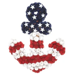 Patriotic Wreath-National Tree Company Artificial Patriotic Wreath Decoration Blue Cross Shape Decorated With Red White And Blue Flower Blooms White Stars Fourth Of July Collection 20 Inches