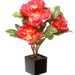Potted Flower Plants-National Tree Company Artificial Potted Flower, Red Peony, Incudes Black Base, Spring Collection, 15 Inches
