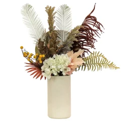 Potted Flower Plants-National Tree Company Artificial Potted Plant Table Decoration, Black, Decorated With Fern Branches, Hydrangea Blooms, Spring Collection, 31 Inches