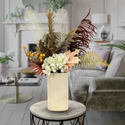 Potted Flower Plants-National Tree Company Artificial Potted Plant Table Decoration, Black, Decorated With Fern Branches, Hydrangea Blooms, Spring Collection, 31 Inches