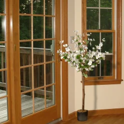 Potted Flower Plants-National Tree Company Artificial Potted Tree, Dogwood, Includes Black Pot Base, Spring Collection, 4 Feet