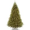 Slim-National Tree Company Artificial Pre-Lit Medium Christmas Tree, Green, Kingswood Fir, Dual Color Led Lights, Includes Stand, 7.5 Feet