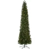 Clear-National Tree Company Artificial Pre-Lit Slim Christmas Tree, Green, Kingswood Fir, White Lights, Includes Stand, 10 Feet