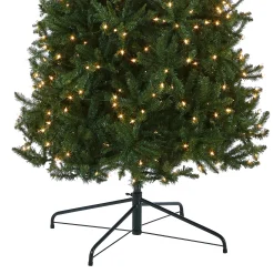 Clear-National Tree Company Artificial Pre-Lit Slim Christmas Tree, Green, Kingswood Fir, White Lights, Includes Stand, 10 Feet