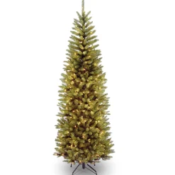 7Ft - 9Ft-National Tree Company Artificial Pre-Lit Slim Christmas Tree, Green, Kingswood Fir, White Lights, Includes Stand, 7 Feet