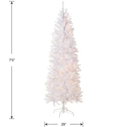 7Ft - 9Ft-National Tree Company Artificial Pre-Lit Slim Christmas Tree, White, Kingswood Fir, White Lights, Includes Stand, 7 Feet
