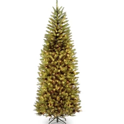 7Ft - 9Ft-National Tree Company Artificial Pre-Lit Slim Christmas Tree, Green, Kingswood Fir, Dual Color Led Lights, Includes Stand, 7.5 Feet