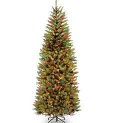 7Ft - 9Ft-National Tree Company Artificial Pre-Lit Slim Christmas Tree, Green, Kingswood Fir, Dual Color Led Lights, Includes Stand, 7.5 Feet
