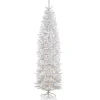 7Ft - 9Ft-National Tree Company Artificial Pre-Lit Slim Christmas Tree, White, Kingswood Fir, White Lights, Includes Stand, 7.5 Feet