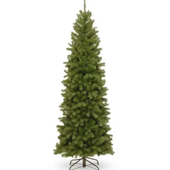 Slim-National Tree Company Artificial Slim Christmas Tree, Green, North Valley Spruce, Includes Stand, 7 Feet
