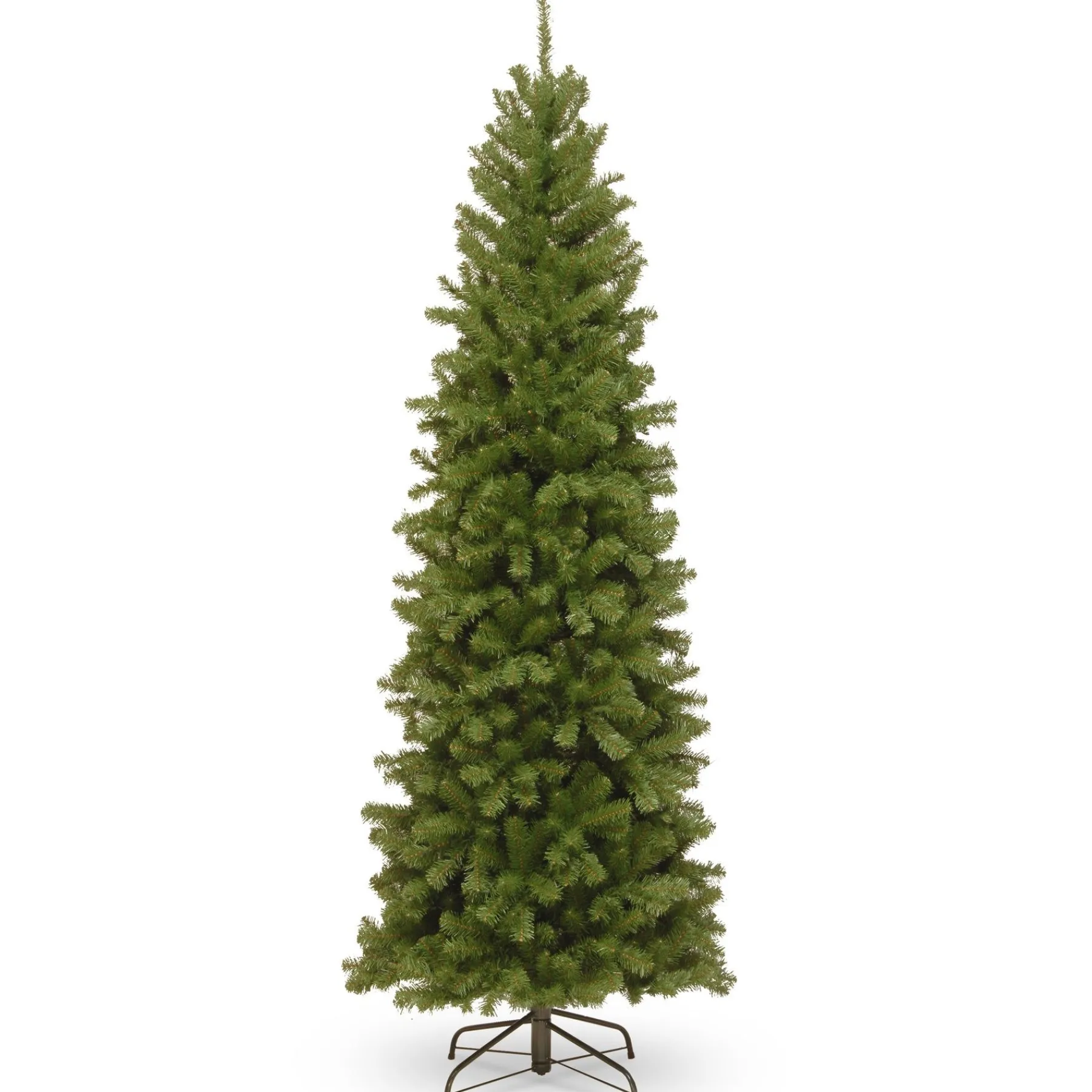 Slim-National Tree Company Artificial Slim Christmas Tree, Green, North Valley Spruce, Includes Stand, 7 Feet