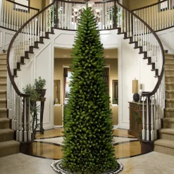 Slim-National Tree Company Artificial Slim Christmas Tree, Green, Kingswood Fir, Includes Stand, 14 Feet