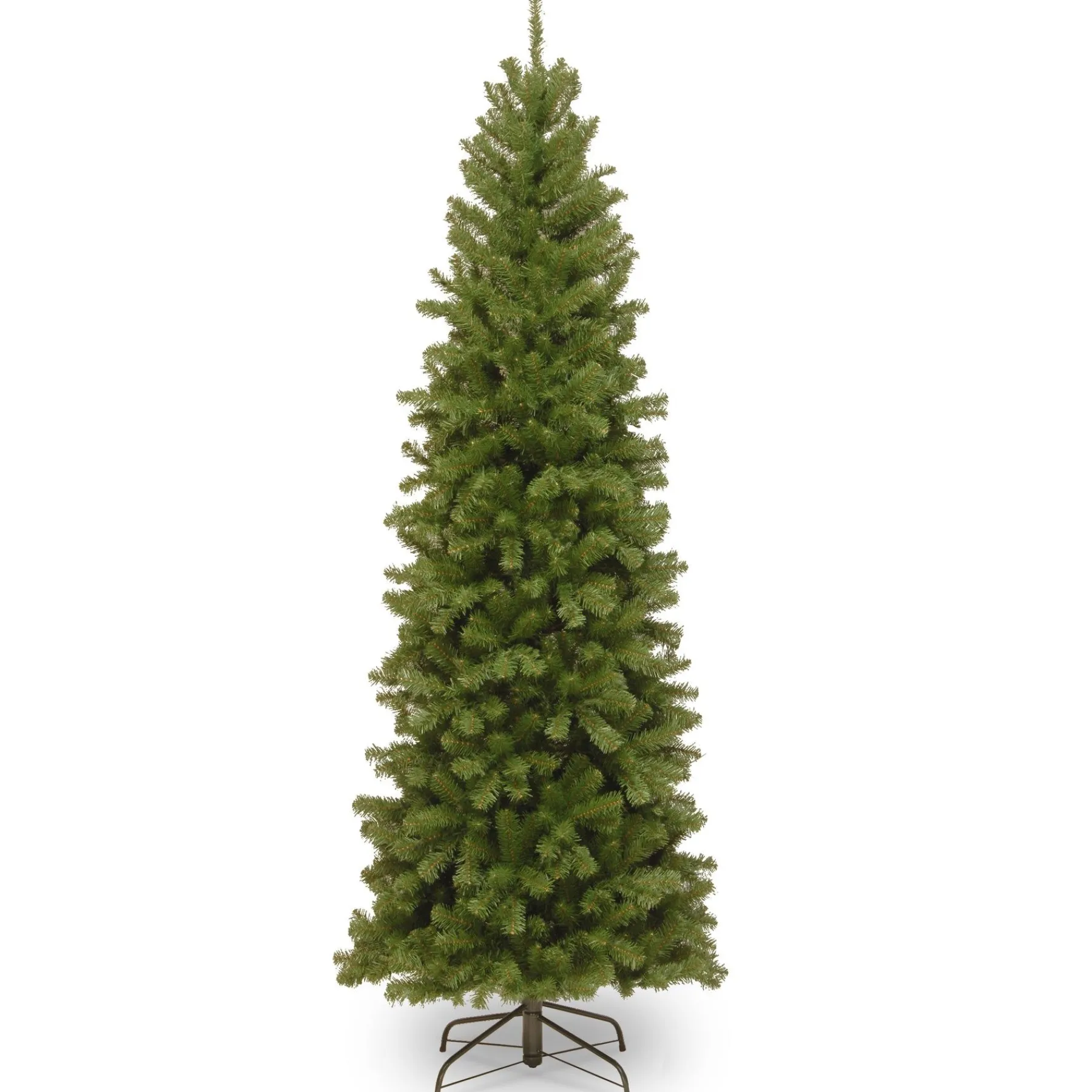 Slim-National Tree Company Artificial Slim Christmas Tree, Green, North Valley Spruce, Includes Stand, 6.5 Feet