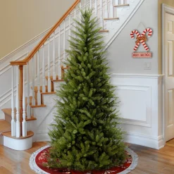 Slim-National Tree Company Artificial Slim Christmas Tree, Green, Dunhill Fir, Includes Stand, 6.5 Feet