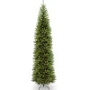National Tree Company Slim^Artificial Slim Christmas Tree, Green, Kingswood Fir, White Lights, Includes Stand, 10 Feet