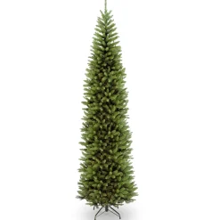 National Tree Company Slim^Artificial Slim Christmas Tree, Green, Kingswood Fir, White Lights, Includes Stand, 10 Feet