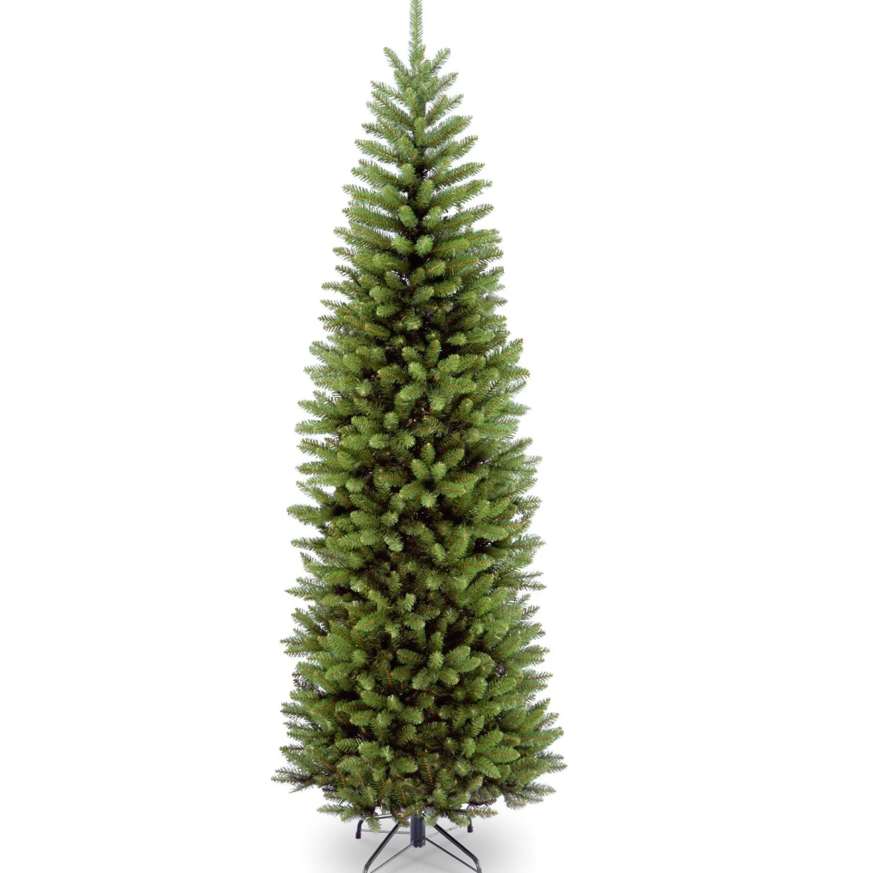 Slim-National Tree Company Artificial Slim Christmas Tree, Green, Kingswood Fir, Includes Stand, 7 Feet
