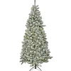 Slim-National Tree Company Artificial Snowy Chatham Slim Hinged Christmas Tree, Pre-Lit With Powerconnect Warm White Led Lights, Plug In, 9 Ft
