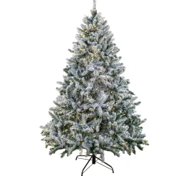 7Ft - 9Ft-National Tree Company Artificial Snowy Hudson Hinged Christmas Tree, Pre-Lit With Powerconnect Dual Colored Color Led Lights, Plug In, 7.5 Ft