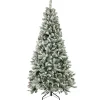 Slim-National Tree Company Artificial Snowy Mixed Pine Christmas Tree, Pre-Lit With Multi Incandescent Lights, Plug In, 6.5 Ft