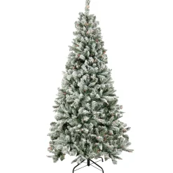 Slim-National Tree Company Artificial Snowy Mixed Pine Christmas Tree, Pre-Lit With Multi Incandescent Lights, Plug In, 6.5 Ft