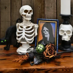 Halloween Table Decoration-National Tree Company Artificial Spooky Bouquet, Set Of Two, Black, Decorated With Roses, Ball Ornaments, Twigs, Leaves, Halloween Collection, 20 Inches