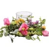 Easter Table Decor-National Tree Company Artificial Spring Candleholder, Decorated With Flower Blooms, Pastel Eggs, Berry Clusters, Easter Collection, 16 Inches