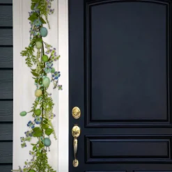 Easter Garland-National Tree Company Artificial Spring Garland, Vine Stem Base, Decorated With Pastel Eggs, Blue Flowers, Berries, Easter Collection, 60 Inches