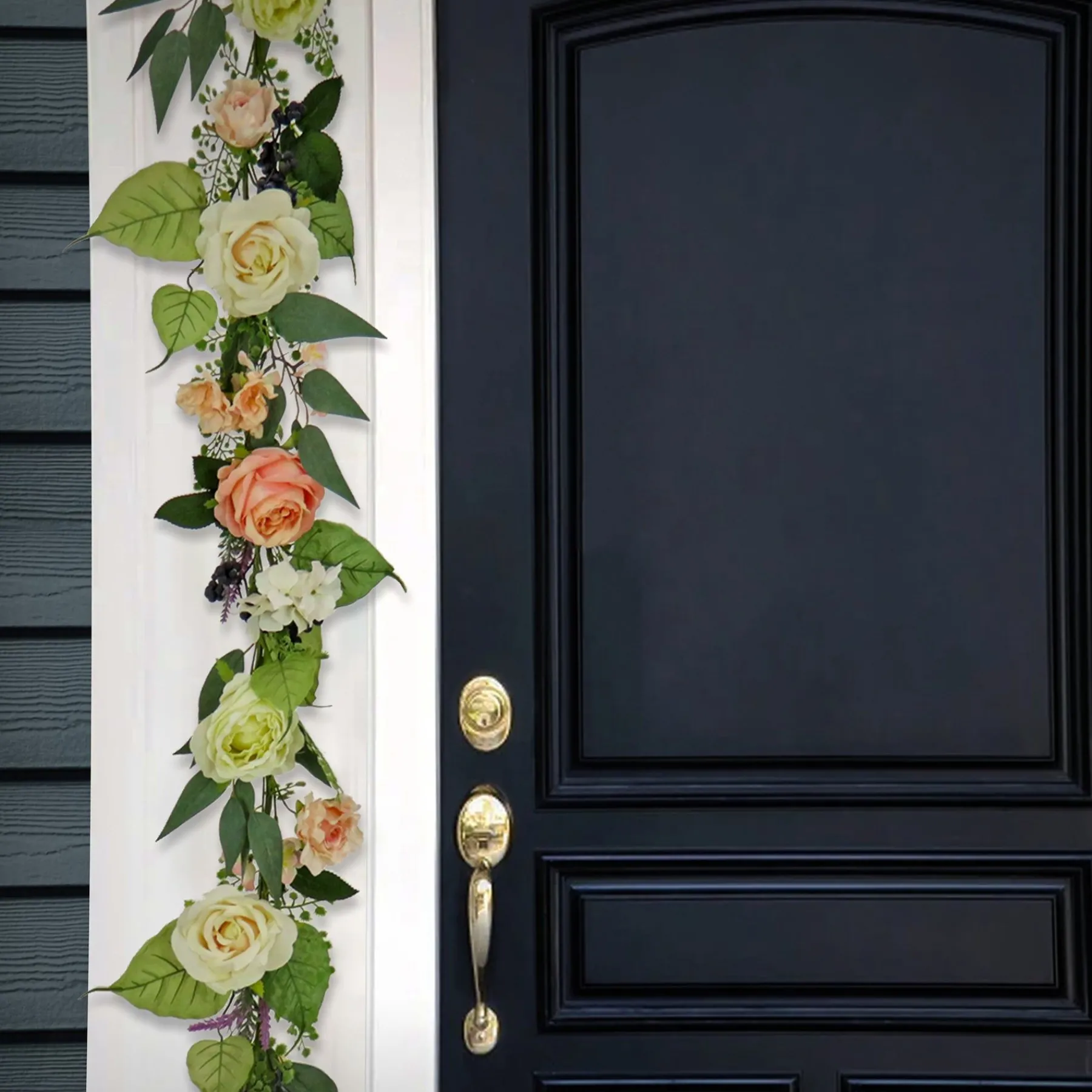 Flower Garlands / Swag-National Tree Company Artificial Spring Garland, Vine Stem Base, Decorated With Rose Blooms, Lavender, Berry Clusters, Leafy Greens, Spring Collection, 6 Feet