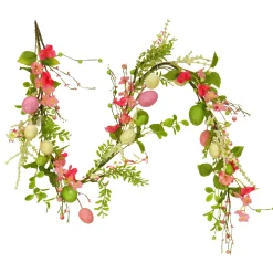 Easter Garland-National Tree Company Artificial Spring Garland, Vine Stem Base, Decorated With Pastel Eggs, Pink Flowers, Berries, Easter Collection, 60 Inches