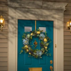 Easter Wreath-National Tree Company Artificial Spring Wreath, Decorated With Pastel Eggs, Berry Clusters, Hydrangea Blooms, Easter Collection, 18 Inches