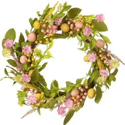 Easter Wreath-National Tree Company Artificial Spring Wreath, Decorated With Pastel Eggs, Flower Blooms, Berry Clusters, Easter Collection, 22 Inches