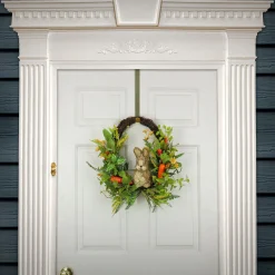 Easter Wreath-National Tree Company Artificial Spring Wreath, Woven Branch Base, Decorated With Wooden Bunny, Carrots, Leafy Greens, Berries, Easter Collection, 16 Inches