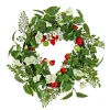 Flower Wreaths-National Tree Company Artificial Spring Wreath, Woven Branch Base, Decorated With Strawberries, Petunia Blooms, Leafy Greens, Spring Collection, 22 Inches