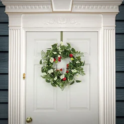 Flower Wreaths-National Tree Company Artificial Spring Wreath, Woven Branch Base, Decorated With Strawberries, Petunia Blooms, Leafy Greens, Spring Collection, 22 Inches