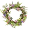 Easter Wreath-National Tree Company Artificial Spring Wreath, Woven Branch Base, Decorated With Pink Pastel Eggs, Purple Flowers, Ferns, Leafy Greens, Easter Collection, 22 Inches